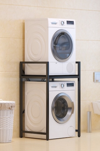 Çamaşır Makinası Ve Kurutma Makinası Rafı Çamaşır Makinası Üstü Banyo Düzenleyici Raf Siyah