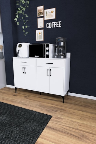 Df14103 Kahve Köşesi Dolabı Çok Amaçlı Mutfak Konsolu Çekmeceli Kapaklı Mutfak Dolabı Coffee Bar Dolabı Çok Renkli