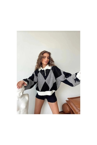 Samin Kadın Oversize Kazak Siyah - 651873567 Siyah