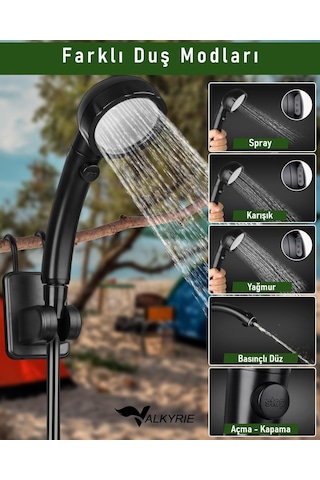 Valkyrie Akıllı Led Ekranlı Taşınabilir Duş & Su Pompası Kamp Bahçe Ve Seyahat İçin Şarjlı Kolay Kurulum