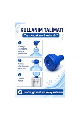Bykurt Yaylı Kapak Seti Damacana Sebil Uyumlu Pratik Su Kapağı 2 Adet Mavi