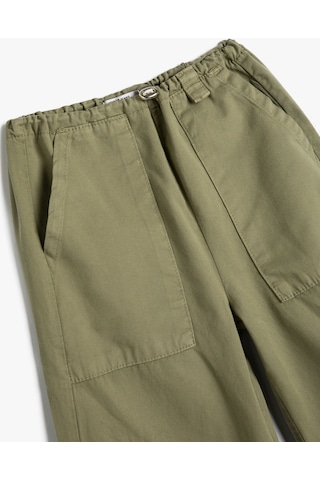 Koton Paraşüt Kot Pantolon Pamuklu Beli Lastikli Cepli - Parachute Jean Haki 4wkg40045aw 4WKG40045AW872 Haki