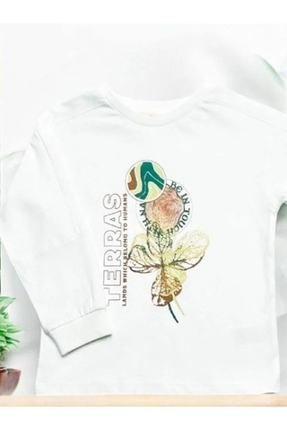 Çikoby Erkek Çocuk Terras Yazılı Sweatshirt-14863 Ekru