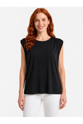 Neden Tekstil Kadın Siyah Kolsuz Relaxed T-shirt