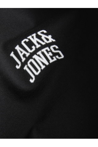 Jack & Jones Erkek Bisiklet Yaka Gögüs Baskili Tisört - Noge - 12310399 Siyah