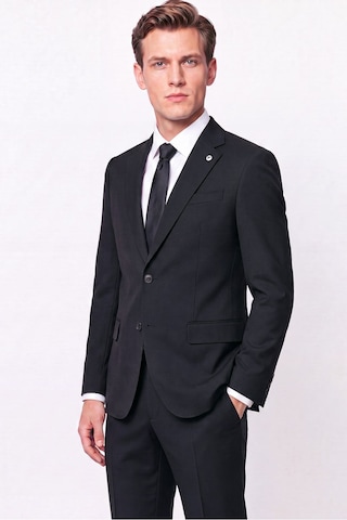 Efor Slim Fit Mono Yaka Çift Yırtmaç Yünlü Siyah Takım Elbise Tk 949