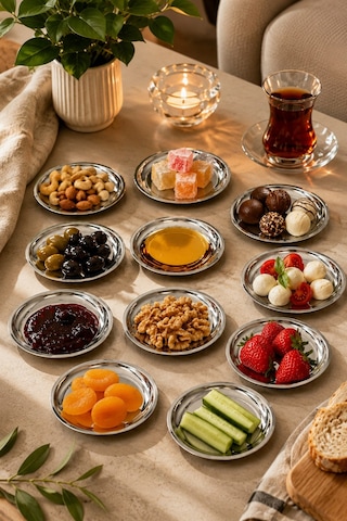 Jasper 6 Adet 12 Cm Sunum Tabağı Çerezlik Ve Kahvaltılık Dekoratif Paslanmaz Çelik Gri