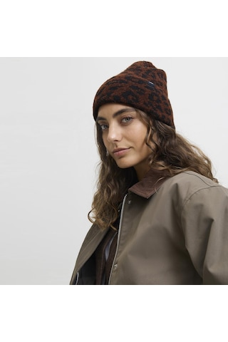 Jack & Jones Kadin Leopar Desenli Örgü Bere - Molly - 12286724 Toasted Coconut