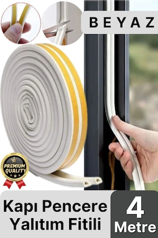 Güçlü Kendinden Yapışkanlı Kapı Pencere Soğuk Hava Geçirmez Yalıtım İzolasyon Beyaz Fitil 4 Metre Diğer