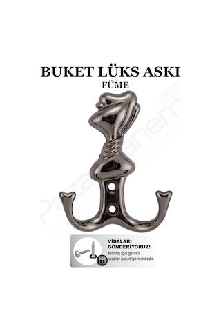 Buket Askı Lüks Vestiyer Duvar Dolap Elbise Askısı Füme