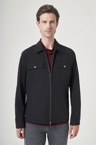 İmza Siyah Berberi Yaka Gabardin Düz Slim Fit Casual Mont 1007260151