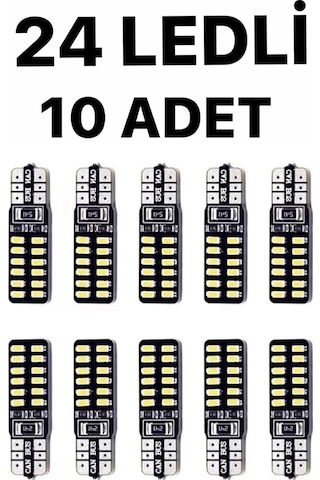 T10 Dipsiz W5w Canbus 24 Ledli Beyaz Park Plaka Ampulü (10 Adet)