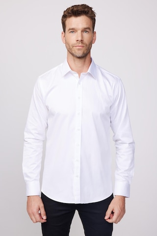 Tudors Modern Slim Fit Uzun Kollu Pamuk Saten Premium Seri Erkek Beyaz Gömlek-23894 Beyaz