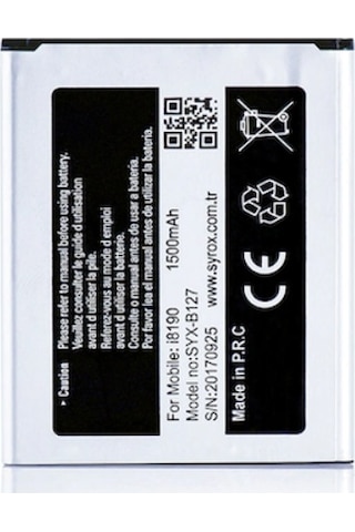 Syrox Samsung Uyumlu S3 Mini / İ8190 / 8160 Ace2 Batarya - Syx-B127