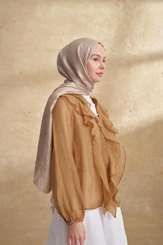 Armanda Jose Jakar Ethnic Desen Şal- 3303 Koyu Bej
