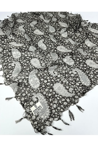 Shawl Secret Sökme Boncuklu Pamuk Yazma - 05868 Kahve-vizon
