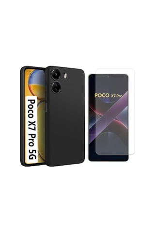 Xiaomi Poco X7 Pro Uyumlu Kılıf Esnek Silikon Telefon Kılıfı Ve Temperli Cam Ekran Koruyucu