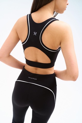 Normal People Zela - Spor Bra / Şeftali Dokulu Peach Skin Kumaş Siyah