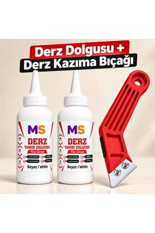 2 Adet Beyaz Hazır Derz Arası Tamir Dolgusu 220 Gr + Kazıyıcı Fayans Seramik Yenileyici Yenileme