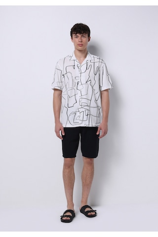 Colin's Colins Regular Fit Shirt Neck Baskılı Erkek Siyah Kısa Kol Gömlek Cl1074225 Q1.v1 Bpt Black Printed