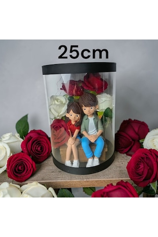 Seni Seviyorum Yazılı -ışıklı -biblolu Kutu Güller 25cm
