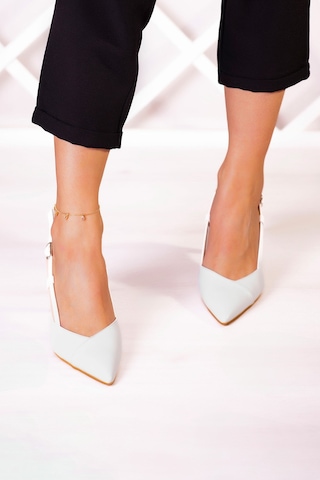 Erkan Saçmacı Sacha Beyaz Arkası Açık İnce Topuklu Ayakkabı Beyaz