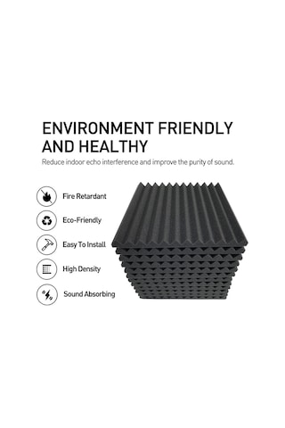 Sones 20 Adet / Paket 30x30x2.5cm Üçgen Oluk Stili Kayıt Stüdyosu Davul Video Odası Ses Yalıtım Levhası Susturucu Pamuk Kırmızı