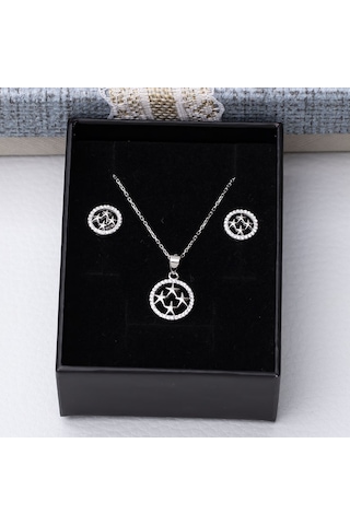 Halka Yıldız Model 925 Ayar Gümüş Kadın 2'li Set Gümüş