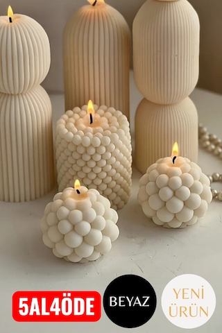 Hediyelik Pinterest 3 Lü Bubble Mum Seti Beyaz