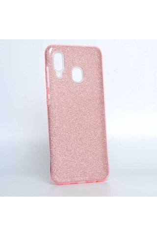 Samsung Uyumlu Galaxy A20 Kılıf Zore Shining Silikon Rose Gold