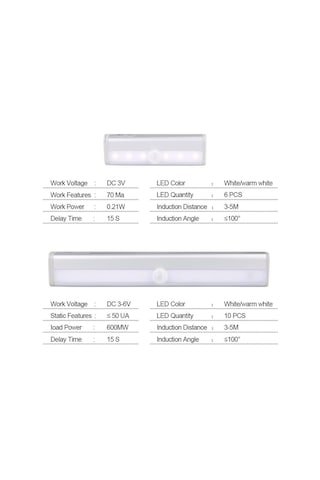 Hareket Sensörü Gece Lambası Taşınabilir 6/10 Led Dolap Işıkları Akülü Kablosuz Kabin Ir Kızılötesi Hareket Dedektörü Duvar Lambası 6 Leds Sıcak Beyaz