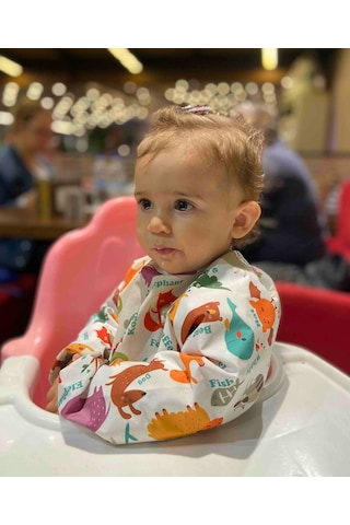 Yorni 2-5yaş, Zoo, Sıvı Geçirmez,cepli,uzun Kollu Bebek Mama Önlüğü Çok Renkli