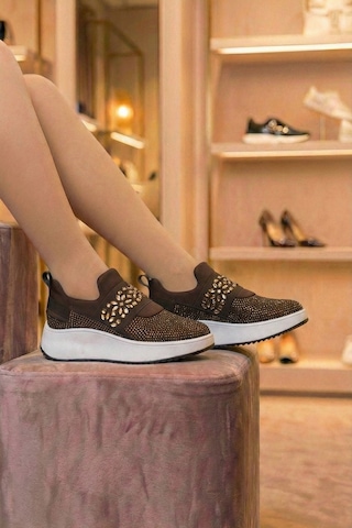 Tw Tonny White Tokyo176-1-112 Taşlı Spor Sneaker Ayakkabı Kahverengi