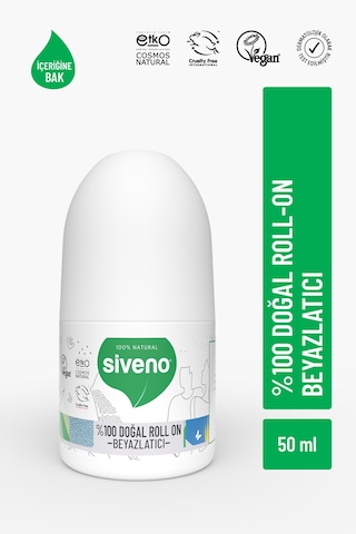 Siveno %100 Doğal Roll On Beyazlatıcı Etkili Deodorant Ter Kokusu Önleyici Bitkisel Leke Bırakmayan Vegan 50 ML