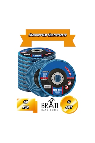 120 Kum Zirkonyum Flap Dizk Avuç İçi Taşlama Zk Flap Disk Zımpara 115 X 22 Mm 10 Adet