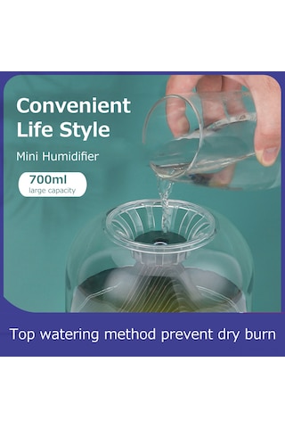 Hangfox Beyaz Ev Odası Nemlendirici: 700ml Büyük Kapasite, 1800mah Usb Şarjlı, Islak Işık Ve 6 Adet Uçucu Yağ İçeren Hava Nemleyici
