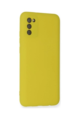 Samsung Galaxy A03s Kılıf Nano İçi Kadife Silikon - Sarı