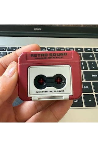 Elmpaly Kırmızı Tiktok Mini Retro Ses Kayıt Cihazı Müzik Kutusu Oynatma Portatif Karaoke Cihazı