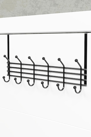 Duvar Elbise Askılığı Kapı Arkası Askılık Portmanto Organizer Askı Metal Siyah