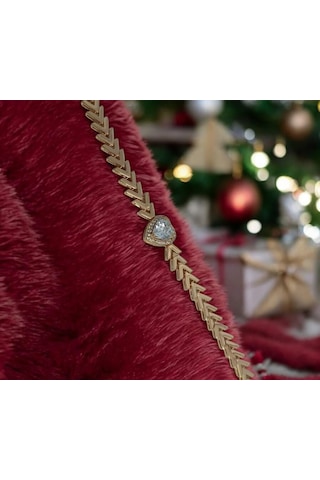 Altın İşçiliğinde Baget Kalpli Çelik Bileklik Altın