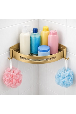 Fause Banyo Köşe Rafı 304 Paslanmaz Çelik 23x23 Cm Mat Altın Kbk100-bg Mat Altın