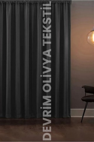 Devrim Olivya Tekstil Lüks 1. Sınıf Özel Dikim Füme Blackout Işık Geçirmez Fon Perde Ekstraforlu Karartma Model Füme