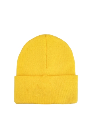 Unisex Kışlık Sarı Katlamalı Bere Sarı