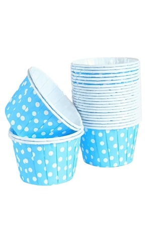 Kağıt Muffin Kek Kalıbı Puantiyeli Mavi