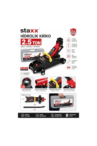 Staxx St2541 2.5 Ton Hidrolik Araç Krikosu Tekerlekli Arabalı Kriko Binek Ticari Araç Seti