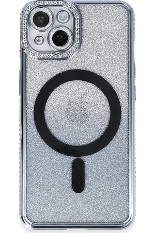 Newface Apple Uyumlu iPhone 14 Kılıf Joke Simli Magneticsafe Kılıf - Mavi
