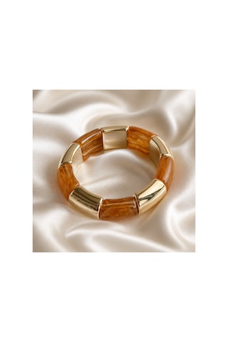 Gold Renk Reçine Detaylı Esnek Kadın Bileklik Modern Tasarım Akrilik Bilezik Altın Altın