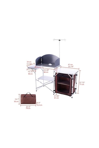 Madfox Luxi Katlanır Portatif Kamp Mutfağı Masası Mz Gri - Gümüş