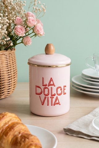 Dolce Vita Büyük Boy Emaye Kavanoz Pembe