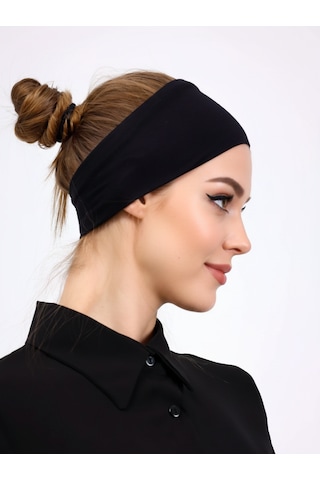 Alivascarf Kaymayan Silikonlu Bandana Bone Siyah - Kadın Tesettür Dikişsiz Kaymaz Geçme - Sportif Saç Bandı